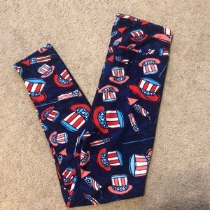 LULAROE OS Patriotic Leggings + Fireworks & Hats